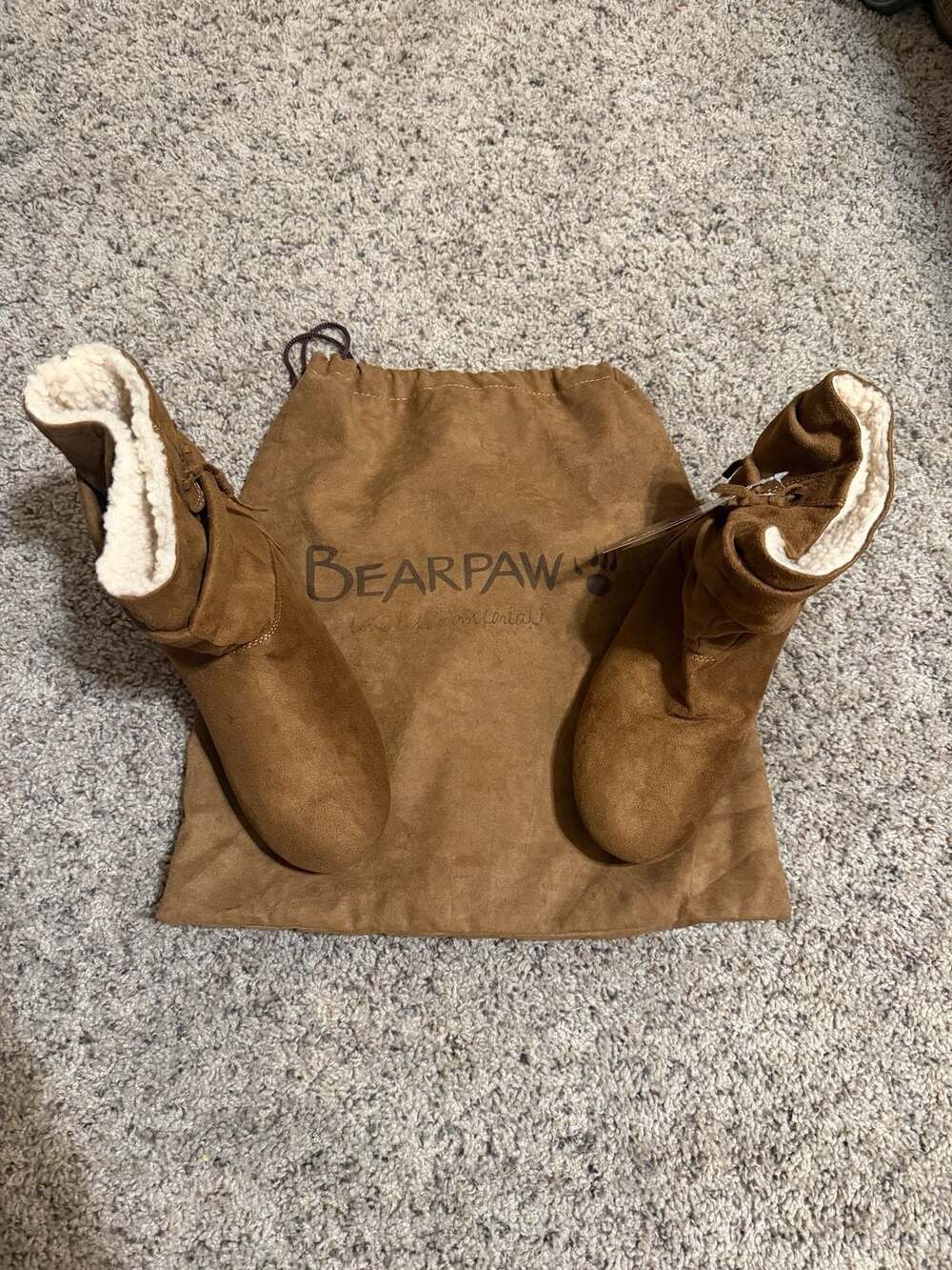 Bearpaw Women's Slouchy Mid-Calf Suede Wool Lined Flat Boot with Dust Bag